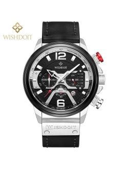 2021 New Fashion Waterproof Men's Watch Top Brand Luxury Leather Square Large Dial Sports Quartz Chronograph Relogio Masculi