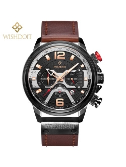 2021 New Fashion Waterproof Men's Watch Top Brand Luxury Leather Square Large Dial Sports Quartz Chronograph Relogio Masculi