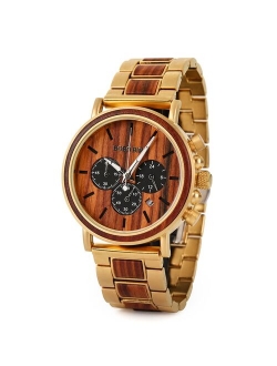 BOBO BIRD Wood Men Watch Relogio Masculino Top Brand Luxury Stylish Chronograph Military Watches Timepieces in Wooden Gift Box