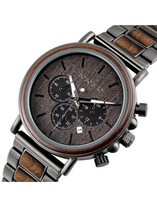 BOBO BIRD Wood Men Watch Relogio Masculino Top Brand Luxury Stylish Chronograph Military Watches Timepieces in Wooden Gift Box