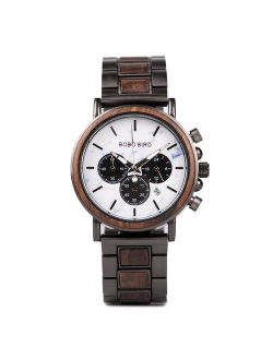 BOBO BIRD Wooden Stainless Steel Watch Men Water Resistant Timepieces Chronograph Quartz Watches relogio masculino Men's Gifts