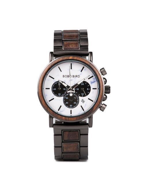 BOBO BIRD Wooden Stainless Steel Watch Men Water Resistant Timepieces Chronograph Quartz Watches relogio masculino Men's Gifts