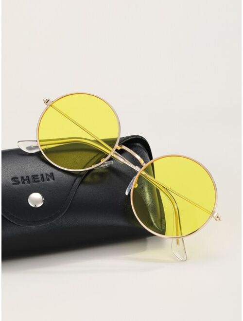 Shein Men Round Frame Tinted Lens Sunglasses