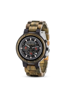 BOBO BIRD Wood Men's Watch Luxury Stylish Chronograph Military Watches Timepieces Auto Date in Wooden Gift Box Relogio Masculino