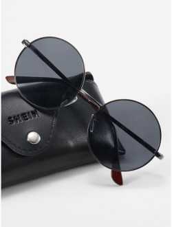 Men Round Metal Frame Sunglasses