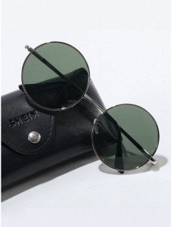 Men Round Metal Frame Sunglasses