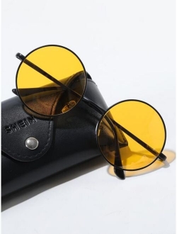 Men Round Metal Frame Sunglasses