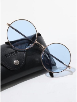 Men Round Metal Frame Sunglasses