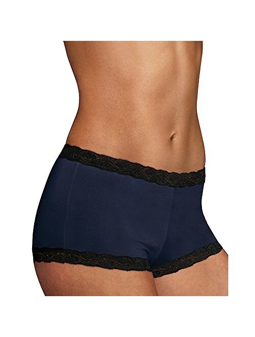 Maidenform Women's Dream- Cotton with Lace Boy Short