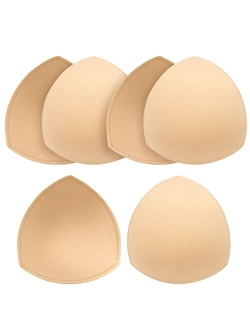 Nimiah Bra Pads Insert 3 Pairs Sewn Edge Bra Inserts AB, CD, DE Cups | Swimsuit Replacement Pad Beige Black White Optional