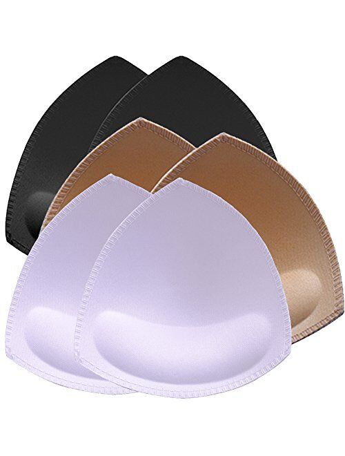 Nimiah Bra Pads Insert 3 Pairs Sewn Edge Bra Inserts AB, CD, DE Cups | Swimsuit Replacement Pad Beige Black White Optional