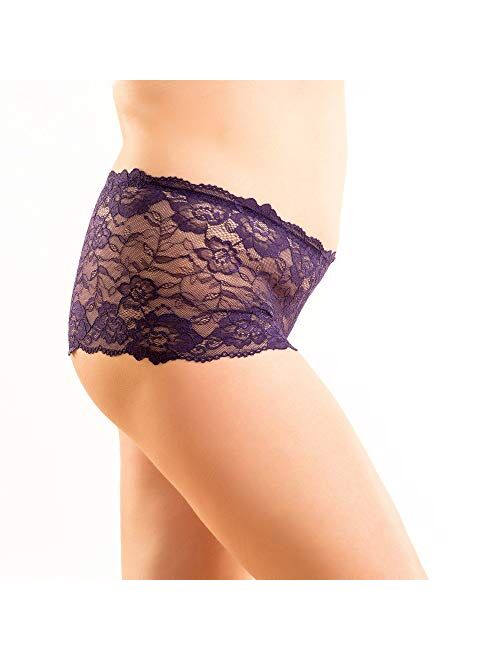 Alyce Ives Intimates Plus Size Lace No-Show Womens Boyshorts, 6 Pack