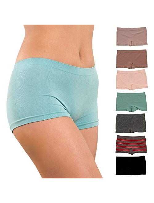 Alyce Intimates Pack of 7 Seamless No Show Womens Boyshort Hipster Panty, Standard & Plus Sizes