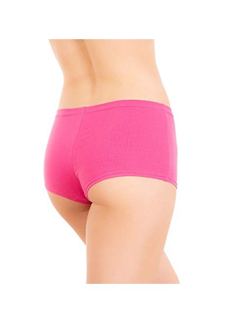 Alyce Intimates Womens Cotton Boyshort Panty, Pack of 10