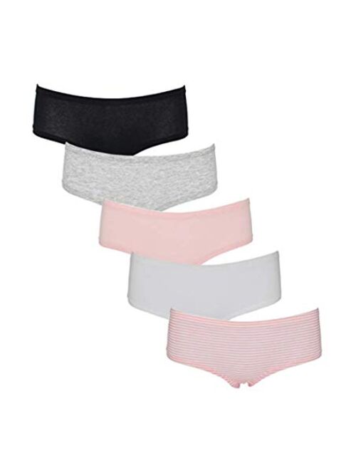 Boy Shorts Underwear for Women, (5 Pack) of Soft Cotton Panties Ladies Love