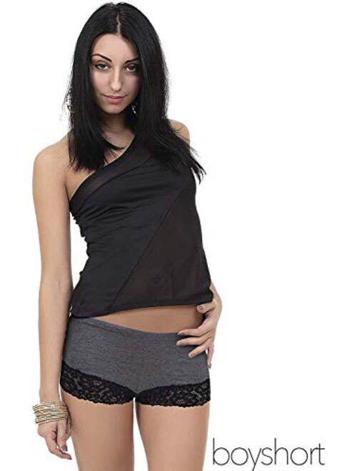 Cotton Underwear Women, 6 Seamless Womens Boy Shorts Lace Panties Slip Shorts