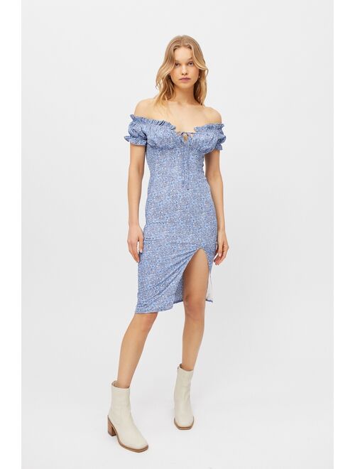 Kiss The Sky Bardot Off-The-Shoulder Midi Dress