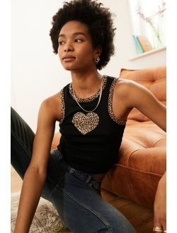 UO Leopard Heart Ringer Tank Top