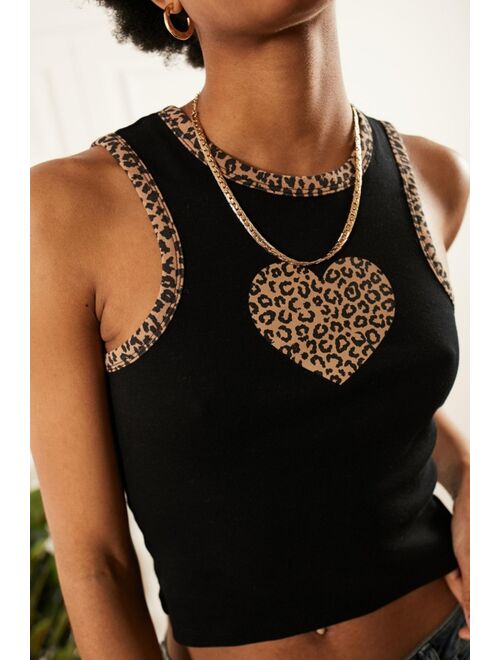 Urban outfitters UO Leopard Heart Ringer Tank Top