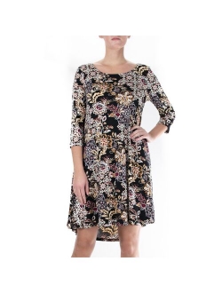 Women's Nina Leonard Print High-Low Trapeze Dress