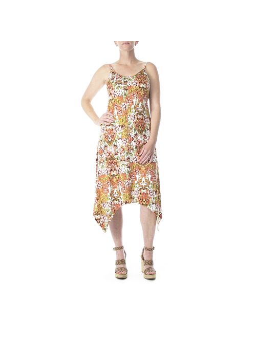 Women's Nina Leonard Print Shark-Bite Hem Midi Dress