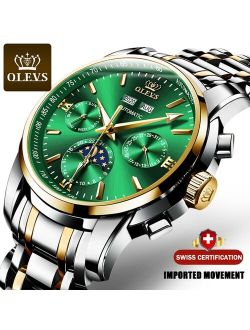 Men Mechanical Watch Luxury Automatic Moonphase Stainless Steel Waterproof Business Sport Wristwatch Men relogio masculino