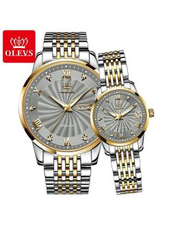 Couple Watch OELVS Brand Luxury Automatic Mechanical Watch Stainless Steel Waterproof Clock relogio masculino couple gift 6630