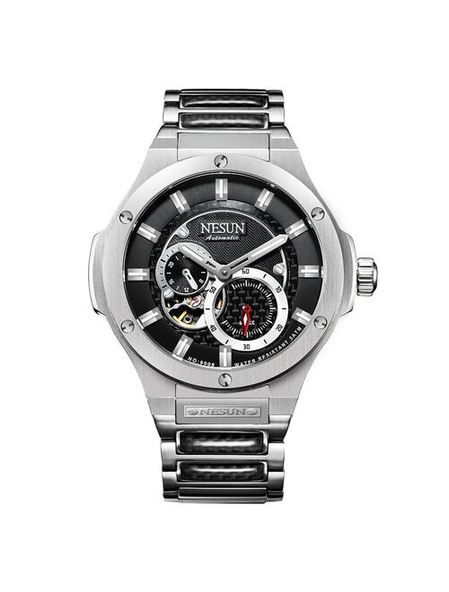 NESUN Black Steampunk Mens Watches Automatic Mechancial Sports Stianless Steel Waterproof Sapphire Glass reloj hombre