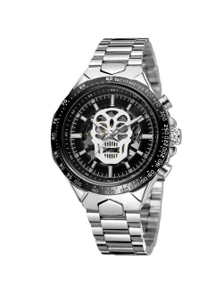 Hollow Demon Dial Luxury Design Skeleton Men Male Military Army  Stainless Steel Clock Business Fashion Men's Mechanical Watch F