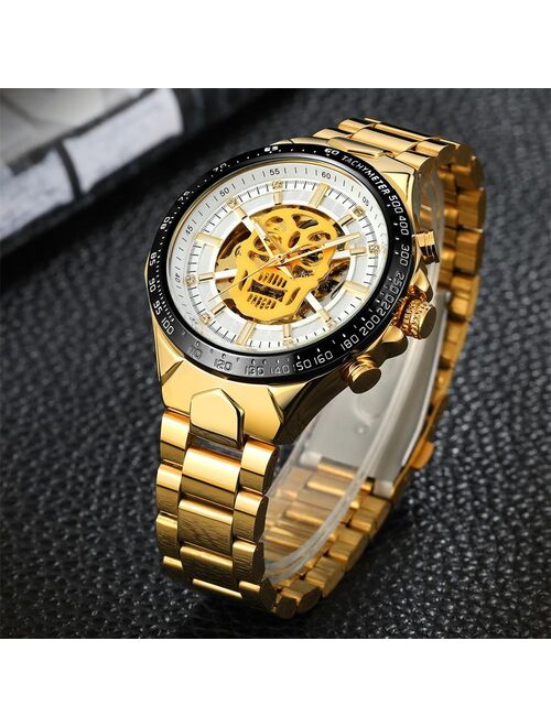 Hollow Demon Dial Luxury Design Skeleton Men Male Military Army  Stainless Steel Clock Business Fashion Men's Mechanical Watch F