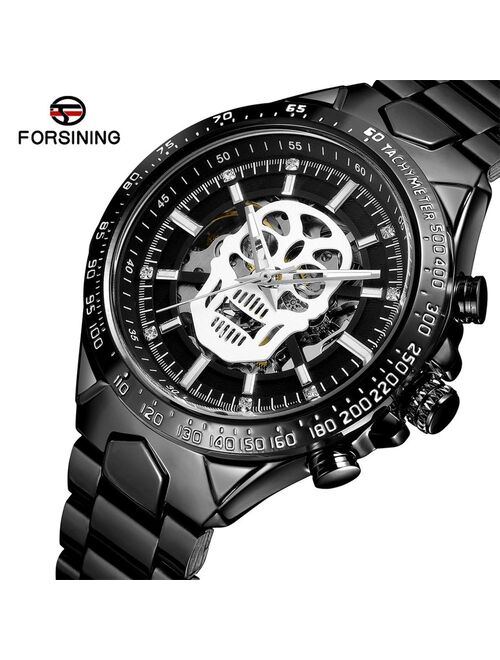 Hollow Demon Dial Luxury Design Skeleton Men Male Military Army  Stainless Steel Clock Business Fashion Men's Mechanical Watch F