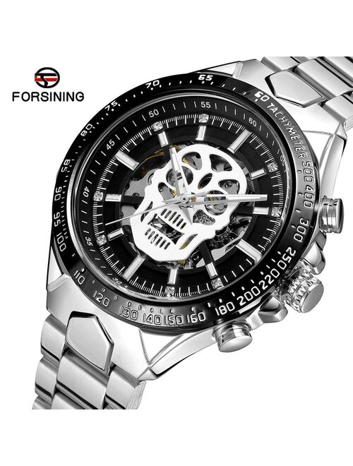 Hollow Demon Dial Luxury Design Skeleton Men Male Military Army  Stainless Steel Clock Business Fashion Men's Mechanical Watch F