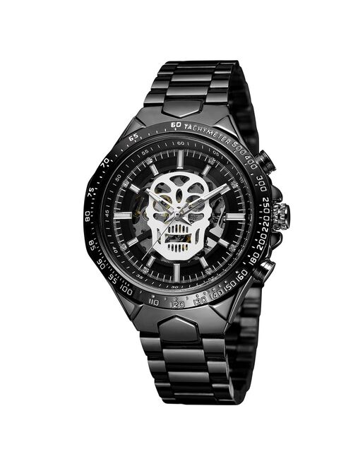 Hollow Demon Dial Luxury Design Skeleton Men Male Military Army  Stainless Steel Clock Business Fashion Men's Mechanical Watch F