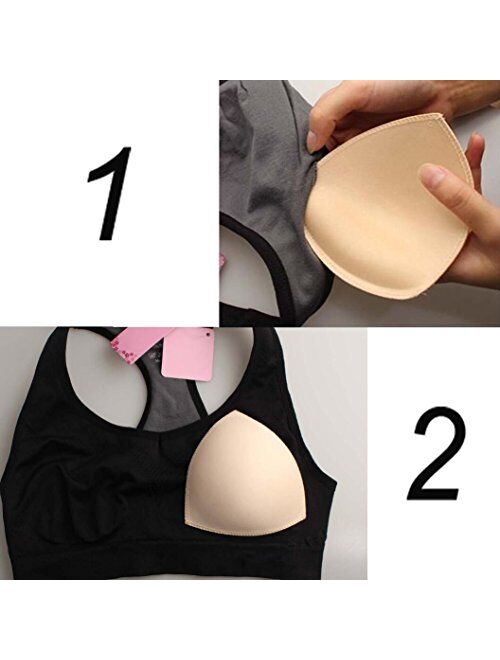 5 Pairs Bra Pads Inserts,Removable,Breathable, Air Cotton,Foam Sponge (3Colors, C/D CUP)