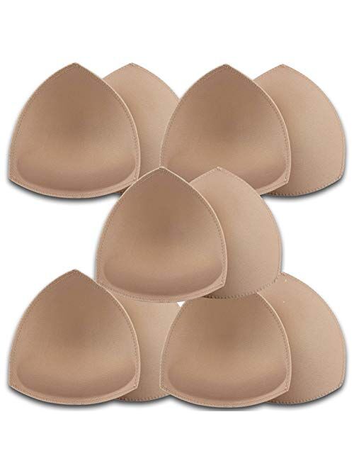 5 Pairs Bra Pads Inserts,Removable,Breathable, Air Cotton,Foam Sponge (3Colors, C/D CUP)