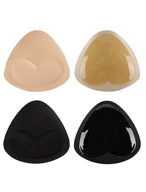 Self-Adhesive Bra Pads inserts,Sermicle Removeable Silicone Triangle Push Up Pads With Massage 2 Pairs