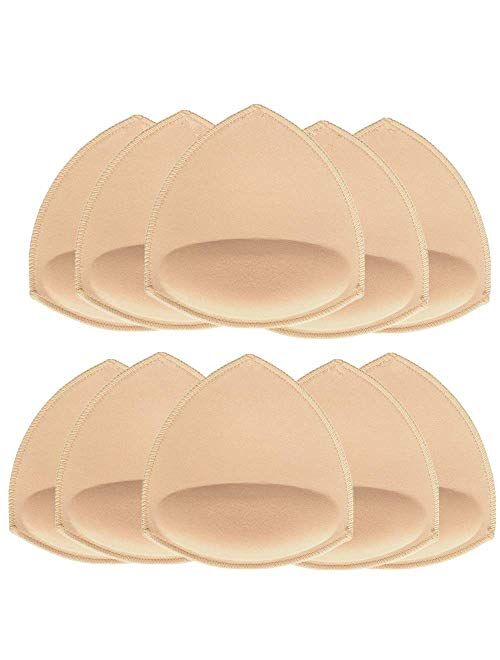 FANMAOUS 5 pairs Women's Triangle Bra Pads Inserts Removable Push Up Sports Bra Cups Replacements For Bikini Top Swimsuit