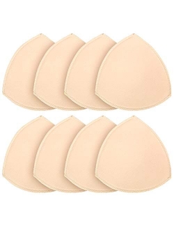 FANMAOUS 4 Pairs Bra Pad Insert,Removable Sport Bra Cup Triangle Breathable & Reusable Bra Pad for Yoga Bra,Swimsuits,Bikini