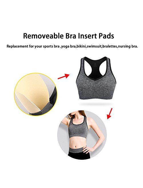 DayKit 2 Pairs Removeable Triangle Bra Pads Inserts for Bikinis Tops Sports Bra Swimsuit for A B C Cups Beige