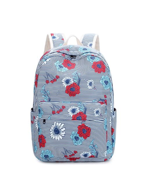 atinfor Brand Women Waterproof Flower Prtining Backpack Set Nylon Striped Student School Bags for Girls Laptop Backpack