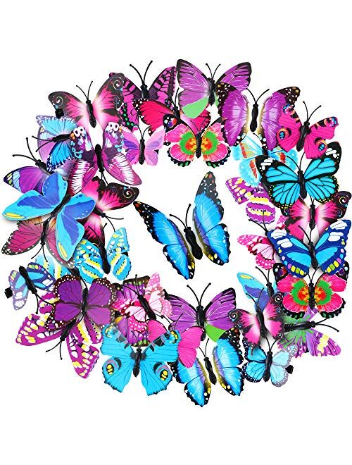 36 Pieces Butterfly Hair Clips Colorful Butterfly Barrettes 3D Valentine's Day Butterfly Hair Clips for Women Party Favors (Blue, Pink, Purple, Yellow, Green, Red)