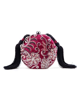 Fawzia Velvet Sequin Embroidery Wedding Clutch Evening Bags