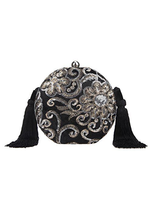 Fawzia Velvet Sequin Embroidery Wedding Clutch Evening Bags