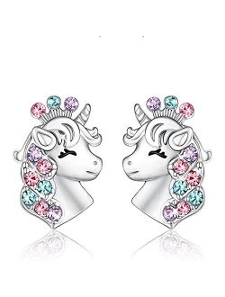 Shonyin Silver Unicorn Hypoallergenic Earrings Back to School Birthday Party Christmas Jewelry Gift for Girls Women
