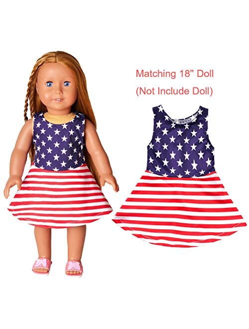 Perfashion Unicorn Dress Matching Girls&Dolls Sleeveless Party Summer Outfits