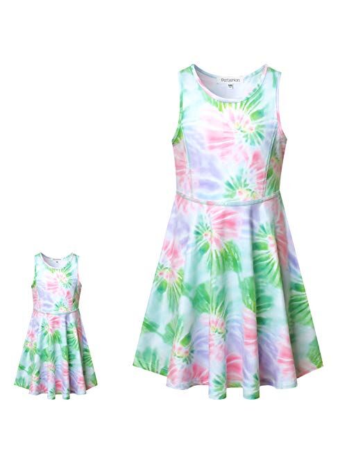 Perfashion Unicorn Dress Matching Girls&Dolls Sleeveless Party Summer Outfits