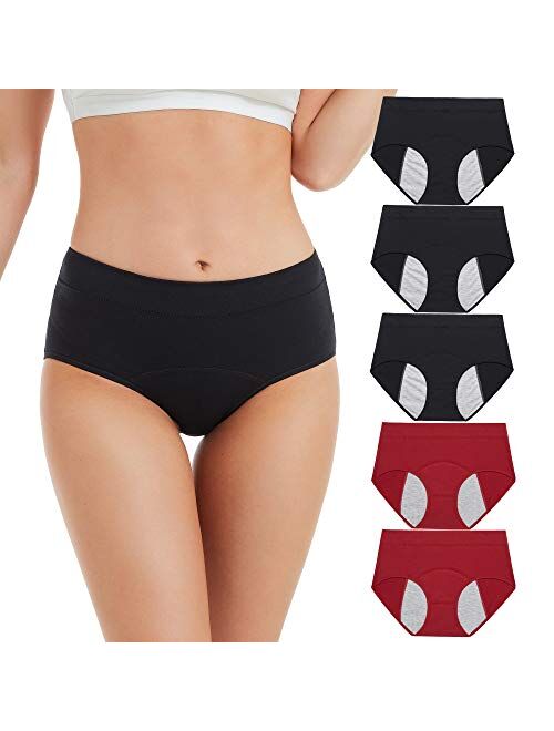 HATSURE Period Underwear for Women Leak Proof Cotton Overnight Menstrual Panties Briefs ( Multipack)