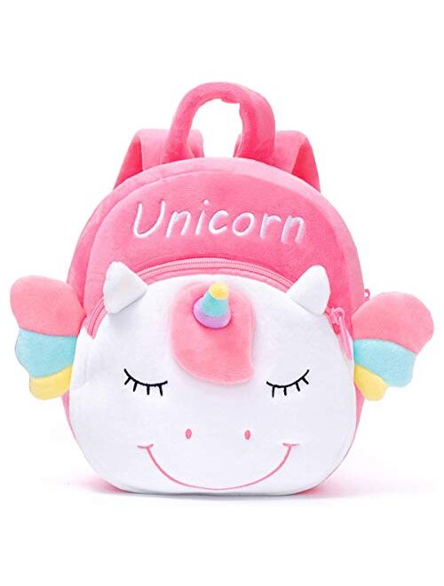 Unicorn Backpacks Kid's Back pack Plush Bag Toy Gifts for Kids Girls Baby Double Layer (Pink Unicorn)