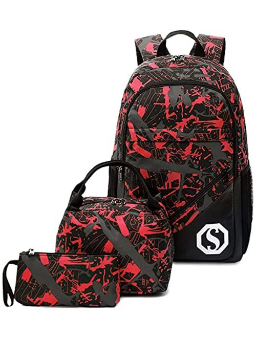 CAMTOP School Backpack Boys Girls Kids School Bookbag Set Student Backpack with Lunch Box and Pencil Case