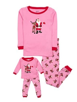 Kids & Toddler Pajamas Matching Doll & Girls Pajamas 100% Cotton Christmas Pjs Set (2-14 Years) Fits American Girl